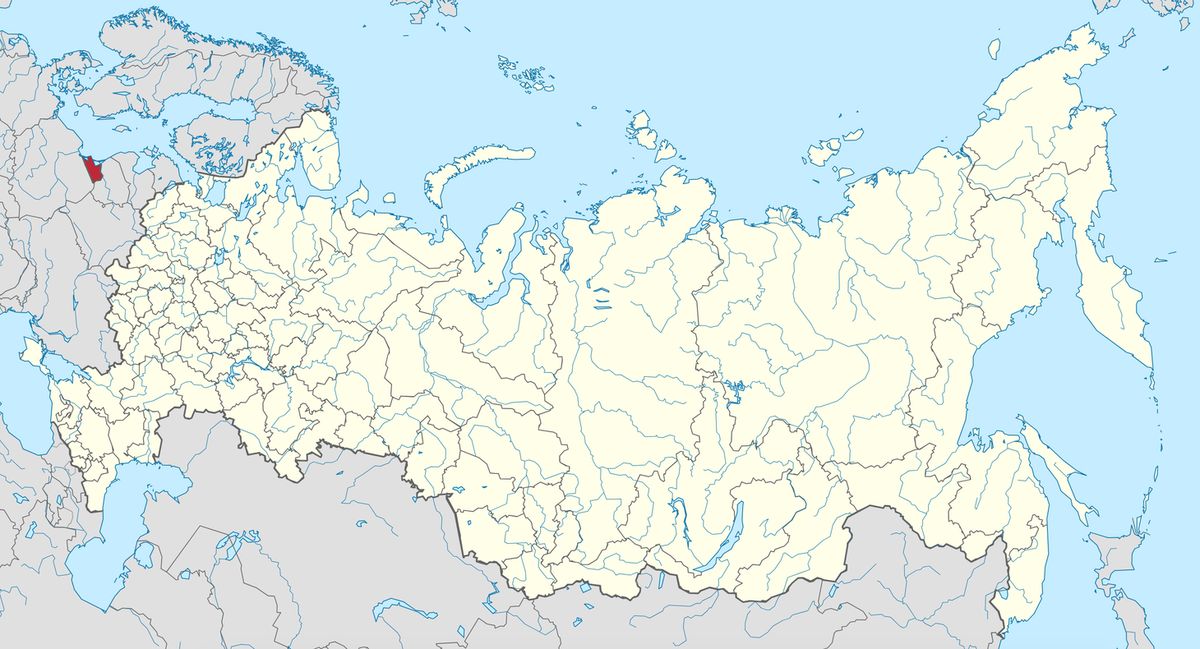 Калининградская область — самый западный регион России. Выделен красным Иллюстрация: Stasyan117 / Wikimedia Commons, CC BY-SA 4.0.